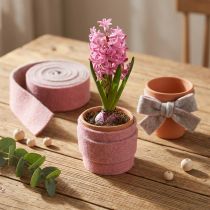 Prodotto Nastro decorativo in feltro di lana rosa antico grigio 7,5 cm 5 m