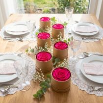 Prodotto Decorazioni di rose stabilizzate, fiori veri per decorare la tavola, fiori unici e sostenibili, 5 cm, 6 pezzi