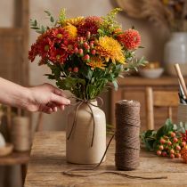 Prodotto Filo di stoppino, cordino di lana, marrone, spago decorativo da 55 m per fiori e artigianato