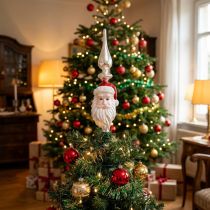 Prodotto Puntale per albero in vetro Babbo Natale Puntale per albero di Natale 34 cm