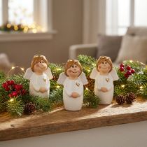 Prodotto Adorabile angelo in ceramica con accenti dorati bianchi 7 cm - idea regalo e decorazione amorevole - 6 pz