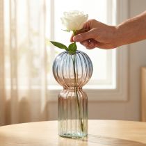 Prodotto Vaso in vetro Deco Vaso Blu Marrone Trasparente Mini Vaso Ø8cm H17cm
