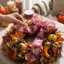 Prodotto Nastro regalo foglie d'acero nastro viola autunno 40mm 15m