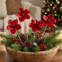 Prodotto Pali in legno per fiori, rossi, decorativi, 9-12 cm, 45 cm, 15 pezzi.