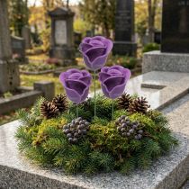 Prodotto Rose artificiali rose di cera viola rose decorative cera Ø6cm 18 pz