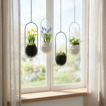 Prodotto Decorazione pasquale da appendere, guscio d'uovo da piantare, decorazione primaverile nero/bianco H24 cm 4 pz