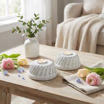 Prodotto Portacandele per ciambella in stile Shabby Chic Bianco Ø7,2cm H3cm 2pz