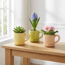 Prodotto Tazza da caffè, decorazione da tavolo per un design elegante della stanza con piante, 11 cm, 3 pezzi