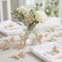 Prodotto Mini farfalle decorazione a dispersione in metallo dorato 3 cm 50 pz
