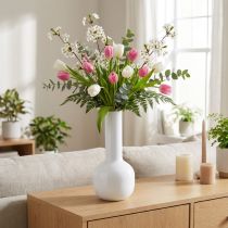 Prodotto Vaso decorativo moderno vaso in metallo bianco crema Ø10,5cm H25,5cm