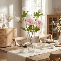 Prodotto Decorazione Peonie Rosa 3 Fiori Gambo Lungo L80cm 2pz