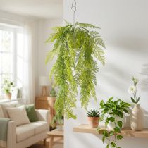 Prodotto Pianta artificiale di felce sospesa, elemento decorativo per interni, accenti moderni, 80 cm