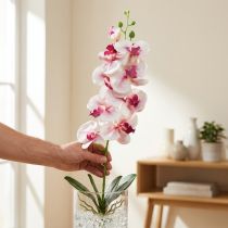 Prodotto Orchidea Phalaenopsis artificiale 9 fiori bianco fucsia 96 cm
