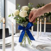Prodotto Nastro regalo, nastro decorativo, nastro in taffetà, blu scuro, 25 mm × 50 m