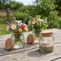 Prodotto Decorazione in vetro con sughero Vintage Trasparente Naturale Ø7cm H8cm 6 pz