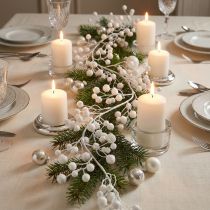 Prodotto Ghirlanda di palle di neve decorazione invernale glitter bianco L125 cm