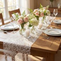 Prodotto Runner da tavolo Sizoweb in pile decorativo bianco 30 cm 5 m