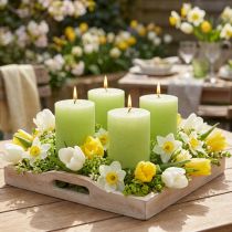 Prodotto Candele a colonna tinte verde lime 70×80 mm, confezione da 4 - Decorazione e luce d'atmosfera