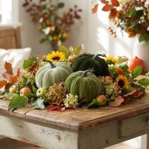 Prodotto Zucca decorativa autunnale, verde chiaro, verde, verde scuro, Ø13cm, 3 pezzi