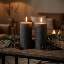 Prodotto Candele in tinta unita Candele a colonna antracite 85×150mm 2pz