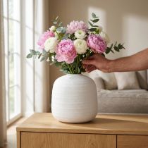 Prodotto Vaso da fiori, vaso in ceramica, vaso decorativo bianco Ø22cm H22,5cm