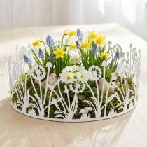 Prodotto Vassoio decorativo con denti di leone, decorazione in metallo per la primavera bianco, argento shabby chic Ø25cm H10,5cm