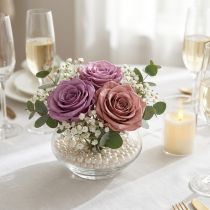 Prodotto Teste di rosa stabilizzate, regalo romantico, rose durature per occasioni speciali, 5 cm, 6 pezzi