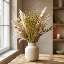 Prodotto Fiori di lino decorativi essiccati, verde oliva, 50 g