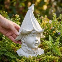 Prodotto Statuetta decorativa a forma di testa di gnomo per eleganti accenti da giardino e soggiorno, grigia, 30 cm