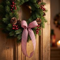 Prodotto Nastro regalo Quadretti Bordeaux 15mm 20m