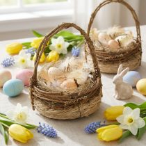 Prodotto Cestino di Pasqua con uova di quaglia cestino di uova artificiali tralci Ø12cm 2 pz