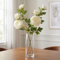Prodotto Peonie artificiali con 3 fiori bianco crema 81cm 2pz