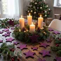 Prodotto Decorazioni sparse stelle velluto floccato bacche viola 4/5 cm 40 pz