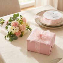 Prodotto Nastro in organza, nastro regalo floreale, rosa, 25 mm, 18 m