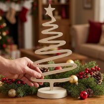 Prodotto Mini albero di Natale, decorazione in metallo, effetto argilla, beige, H30cm