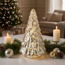 Prodotto Mini albero di Natale con luci LED, argento e oro, 28 cm