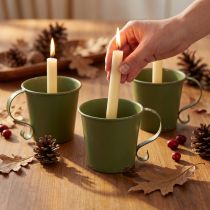 Prodotto Portacandele a bastone tazza vintage decorazione in metallo verde Ø9,5 cm H8 cm 3 pezzi