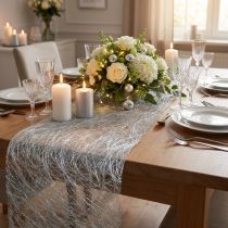 Prodotto Runner da tavolo Sizoweb in pile decorativo argento 30 cm 25 m
