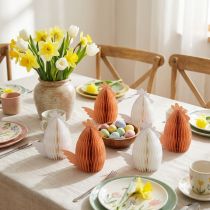 Prodotto Decorazione da tavolo pollo a nido d'ape Pasqua bianco arancione 11×6,5×12 cm 6pz