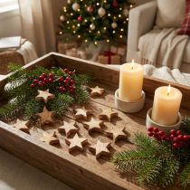 Prodotto Decorazioni sparse Stelle di Natale Stelle in legno fiammate Ø4cm 24 pz