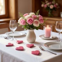 Prodotto Cuori in legno cuori decorativi rosa lucido decorazione sparsa 4,5 cm 8 pz