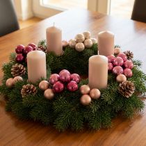Prodotto Bacche di specchio in vetro, Berry Pink Beige, Ø25mm, 140 pezzi