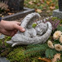 Prodotto Angelo che dorme tra le ali Figura tombale Pietra fusa 22,5cm