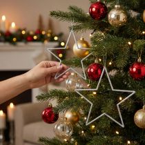 Prodotto Stelle decorative argentate, decorazioni per l'albero di Natale glitterate, 18 cm, 8 pezzi, decorazione per l'albero di Natale