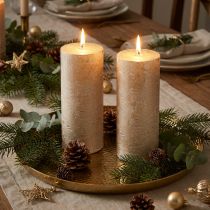 Prodotto Candele a colonna, set da 2, color oro chiaro, 85×200 mm - Lunga durata di combustione, elegante decorazione da tavola