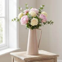 Prodotto Vaso decorativo in metallo, brocca decorativa, rosa, conico, vaso per fiori vintage, 38 cm