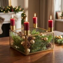Prodotto Portacandele Specchio dell'Avvento da riempire in oro 15×15×10,5 cm
