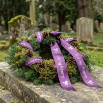 Prodotto Nastro da lutto in argento viola in memoria d'amore 15 mm 25 m