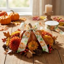 Prodotto Nastro regalo zucca arancione autunnale 40mm 15m