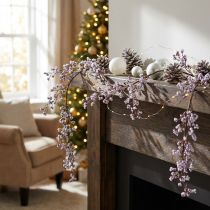 Prodotto Appendiabiti decorativo ramo di bacca bianco viola gelo invernale 130 cm